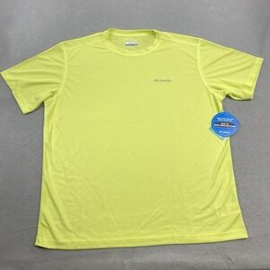 Columbia T Shirt Mens 2X Yellow Meaker Peak SS Crew Neck Omni Wick UPF 15